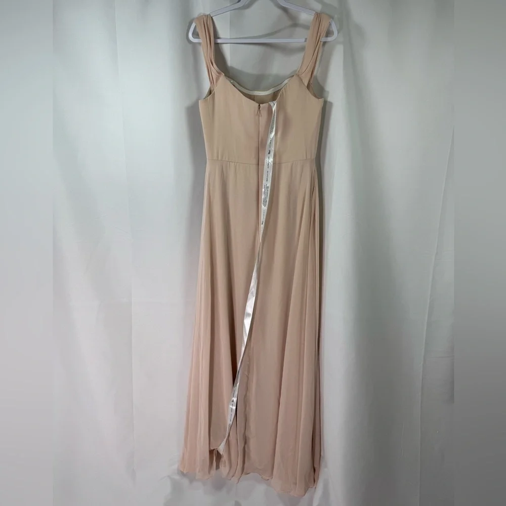 Thread Off-The-Shoulder Lux Chiffon Draped Neckline Maxi Dress Cameo 8R - Picture 4 of 11